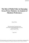 Cover page: The role of public policy in emerging green power markets: an analysis 
of marketer preferences