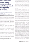 Cover page: Land-atmosphere interactions in monsoon regimes and future prospects for enhancing prediction