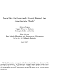 Cover page of Securities Auctions Under Moral Hazard: An Experimental Study