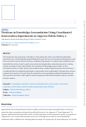 Cover page of Tensions in Knowledge Accumulation Using Coordinated Intervention Experiments to Improve Public Policy