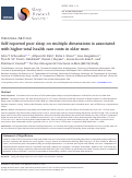 Cover page: Self-reported poor sleep on multiple dimensions is associated with higher total health care costs in older men.