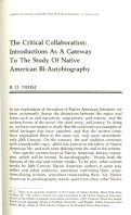 Cover page: The Critical Collaboration: Introductions As A Gateway To The Study Of Native American Bi-Autobiography