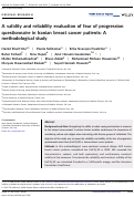 Cover page: A validity and reliability evaluation of fear of progression questionnaire in Iranian breast cancer patients: A methodological study.