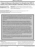 Cover page: Changes in Emergency Department Care Intensity from 2007-16: Analysis of the National Hospital Ambulatory Medical Care Survey