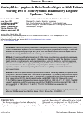 Cover page: Neutrophil-to-Lymphocyte Ratio Predicts Sepsis in Adult Patients Meeting Two or More Systemic Inﬂammatory Response Syndrome Criteria