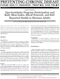 Cover page: Oportunidades program participation and body mass index, blood pressure, and self-reported health in Mexican adults.