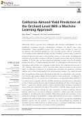 Cover page: California Almond Yield Prediction at the Orchard Level With a Machine Learning Approach