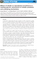 Cover page: Effects of climate on reproductive investment in a masting species: Assessment of climatic predictors and underlying mechanisms