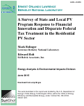 Cover page: A Survey of State and Local PV Program Response to Financial Innovation and Disparate Federal Tax Treatment in the Residential PV Sector: