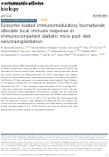 Cover page: Exosome loaded immunomodulatory biomaterials alleviate local immune response in immunocompetent diabetic mice post islet xenotransplantation