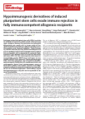 Cover page: HYPOIMMUNOGENIC DERIVATIVES OF INDUCED PLURIPOTENT STEM CELLS EVADE IMMUNE REJECTION IN FULLY IMMUNOCOMPETENT ALLOGENEIC RECIPIENTS