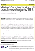 Cover page: Validation of a Farsi version of the Eating Disorder Examination Questionnaire (F-EDE-Q) in adolescents and university students from Iran.