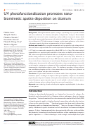 Cover page: UV photofunctionalization promotes nano-biomimetic apatite deposition on titanium.