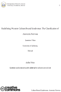 Cover page: “Redefining Western Culture-Bound Syndromes: The Classification of Anorexia Nervosa”