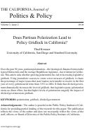 Cover page: Does Partisan Polarization Lead to Policy Gridlock in California?