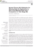 Cover page: Normal Theory GLS Estimator for Missing Data: An Application to Item-Level Missing Data and a Comparison to Two-Stage ML.