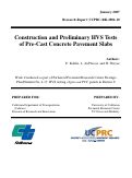 Cover page: Construction and Preliminary HVS Tests of Pre-Cast Concrete Pavement Slabs