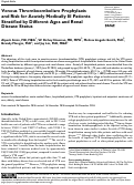 Cover page: Venous Thromboembolism Prophylaxis and Risk for Acutely Medically Ill Patients Stratified by Different Ages and Renal Disease Status