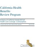 Cover page of Analysis of California Senate Bill 523 Health Care Coverage: Contraceptives