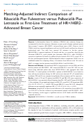 Cover page: Matching-Adjusted Indirect Comparison of Ribociclib Plus Fulvestrant versus Palbociclib Plus Letrozole as First-Line Treatment of HR+/HER2− Advanced Breast Cancer