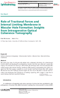 Cover page: Role of Tractional Forces and Internal Limiting Membrane in Macular Hole Formation: Insights from Intraoperative Optical Coherence Tomography