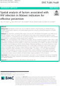Cover page: Spatial analysis of factors associated with HIV infection in Malawi: indicators for effective prevention