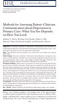 Cover page: Methods for Assessing Patient–Clinician Communication about Depression in Primary Care: What You See Depends on How You Look