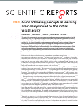 Cover page: Gains following perceptual learning are closely linked to the initial visual acuity