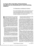 Cover page: Us versus Them: The Roles of Organizational Identification and Disidentification in Social Marketing Initiatives