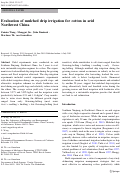 Cover page: Evaluation of mulched drip irrigation for cotton in arid Northwest China