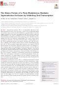 Cover page: The Matrix Protein of a Plant Rhabdovirus Mediates Superinfection Exclusion by Inhibiting Viral Transcription.