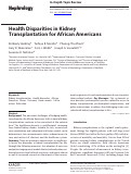 Cover page: Health Disparities in Kidney Transplantation for African Americans
