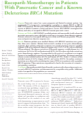 Cover page: Rucaparib Monotherapy in Patients With Pancreatic Cancer and a Known Deleterious BRCA Mutation.