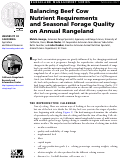 Cover page: Rangeland Management Series: Balancing Beef Cow Nutrient Requirements and Seasonal Forage Quality