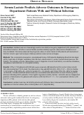 Cover page: Serum Lactate Predicts Adverse Outcomes in Emergency Department Patients With and Without Infection