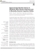 Cover page: Approximate Number Sense in Students With Severe Hearing Loss: A Modality-Neutral Cognitive Ability.