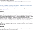 Cover page: The relationship between attaining formal qualifications at older ages and outcomes related to active ageing