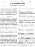 Cover page: Results on Stability and Robustness of Hybrid Limit Cycles for a Class of Hybrid Systems