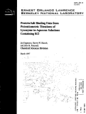 Cover page: Protein-salt binding data from potentiometric titrations of lysozyme in aqueous solutions containing KCl