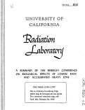 Cover page: A SUMMARY OF THE BERKELEY CONFERENCE ON BIOLOGICAL EFFECTS OF COSMIC RAYS AND ACCELERATED HEAVY IONS