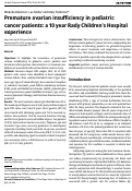 Cover page: 8265 Premature Ovarian Insufficiency in Pediatric Cancer Patients: a 10-Year Rady Children's Hospital Experience