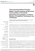 Cover page: Characterizing Natural Organic Matter Transformations by Microbial Communities in Terrestrial Subsurface Ecosystems: A Critical Review of Analytical Techniques and Challenges