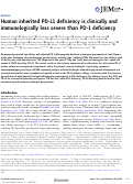 Cover page: Human inherited PD-L1 deficiency is clinically and immunologically less severe than PD-1 deficiency.