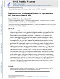 Cover page: Development and initial characterization of a high-resolution PET detector module with DOI.