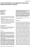 Cover page: Current techniques for management of transverse displaced olecranon fractures.