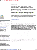 Cover page: Sex specific differences in HIV status disclosure and care engagement among people living with HIV in rural communities in Kenya and Uganda