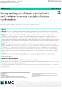 Cover page: Survey self-report of rheumatoid arthritis and treatments versus specialist clinician confirmation.