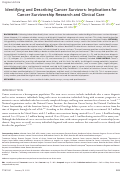 Cover page: Identifying and describing cancer survivors: Implications for cancer survivorship research and clinical care