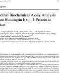 Cover page: Longitudinal Biochemical Assay Analysis of Mutant Huntingtin Exon 1 Protein in R6/2 Mice