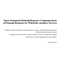 Cover page: Open Automated Demand Response Communications in Demand Response for Wholesale Ancillary Services